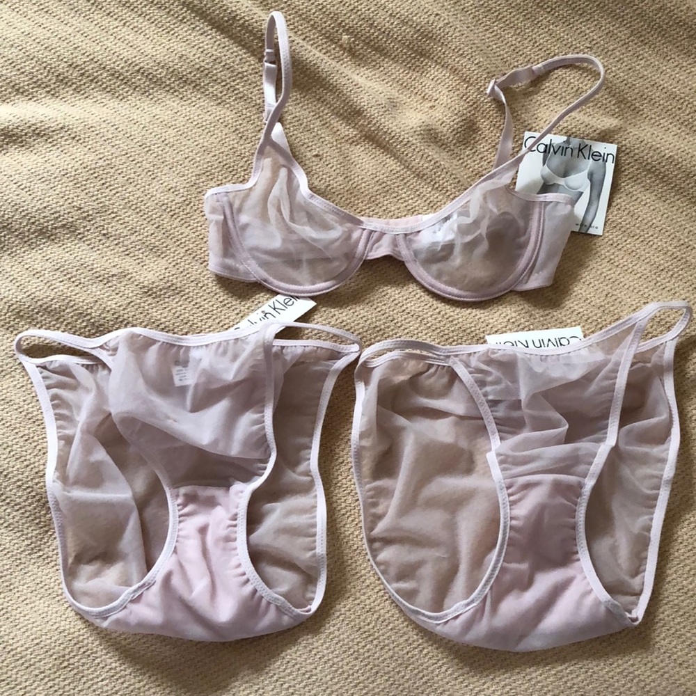 Calvin Klein Sheer Pink Bra & Panty Set 32B/S